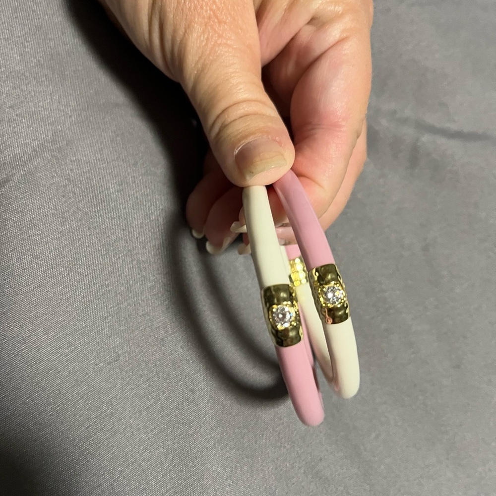 BuDhaGirl Kids Elegant Pink and White Bracelets with Gold Accents